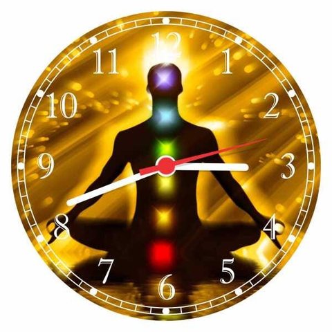 Relógio De Parede Budismo Buda Meditação Chácras Ioga Quartz Silencioso