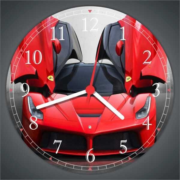 Relógio De Parede Carro Ferrari Vermelha Decorações - 4