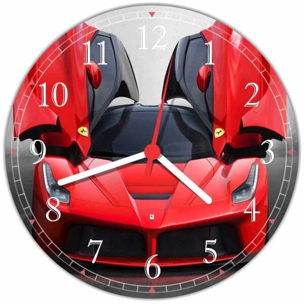 Relógio De Parede Carro Ferrari Vermelha Decorações