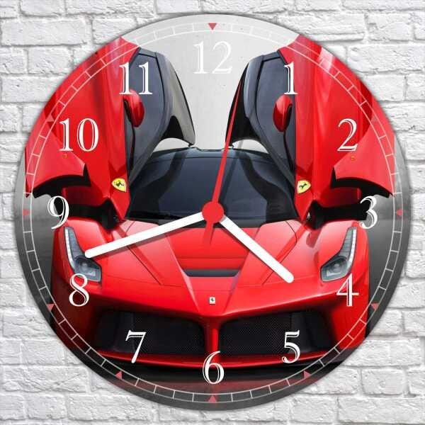 Relógio De Parede Carro Ferrari Vermelha Decorações - 2