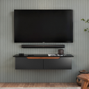 Ver imagem 1 de Rack Suspenso Flow Sala Estante de Parede Mdf/mdp para Tv e Decoração Quarto - Jm3 Móveis:preto/natu