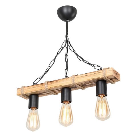 Pendente Rústico Tri Retangular 50cm 3e27 La0023 Delis