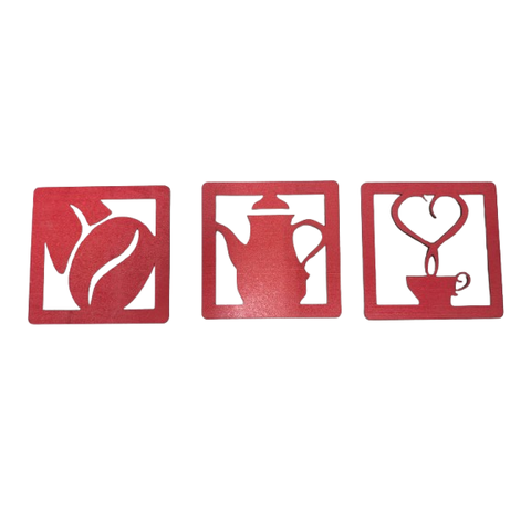 Trio Placas Cantinho do Café Vermelho