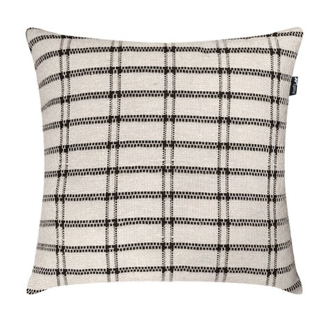 Almofada Italiana Quadriculada Algodão 40x40cm Natural Preto