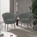 Ver imagem 2 de Kit 2 Poltronas Cadeira Decorativas Flor Sala Quarto Balaqui Cor:Cinza
