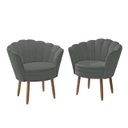 Ver imagem 1 de Kit 2 Poltronas Cadeira Decorativas Flor Sala Quarto Balaqui Cor:Cinza