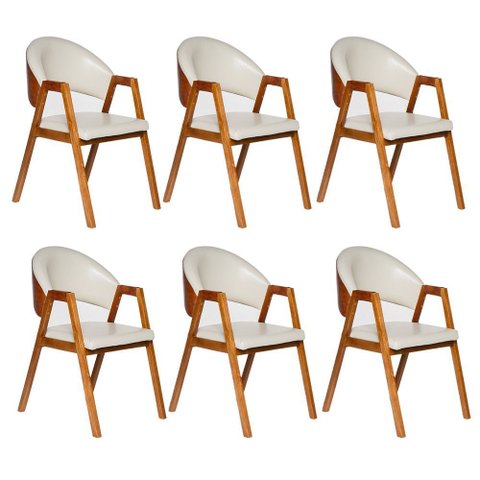 Kit 6 Cadeiras Luiza Sala de Jantar com Braço Madeira Maciça Movellu Home