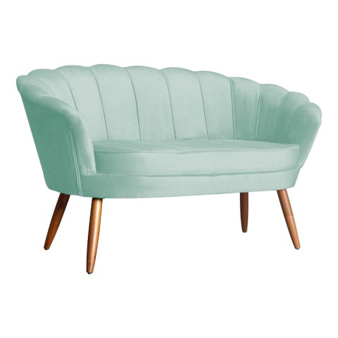 Namoradeira Decorativa Pétala Veludo Acqua Pés Madeira Ms Decor
