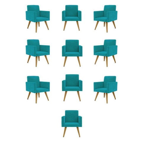 Kit 10 Poltronas Decorativa Nina Balaqui Decor Azul Turquesa
