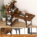 Ver imagem 7 de Mesa Dobrável para Cozinha com Prateleiras, Tomadas e Portas Usb, Marrom Rústico