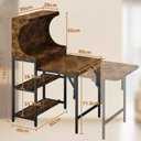 Ver imagem 5 de Mesa Dobrável para Cozinha com Prateleiras, Tomadas e Portas Usb, Marrom Rústico
