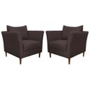 Ver imagem 1 de Kit 2 Poltronas Decorativa Sala de Estar Pés Palito Lubbock Couro Marrom - Gran Belo