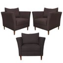 Ver imagem 1 de Kit 3 Poltronas Decorativa Sala de Estar Pés Palito Lubbock Couro Marrom - Gran Belo