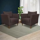 Ver imagem 6 de Kit 3 Poltronas Decorativa Sala de Estar Pés Palito Lubbock Couro Marrom - Gran Belo