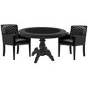 Ver imagem 1 de Mesa de Jogos Carteado Montreal Redonda Tampo Reversível Preto com 2 Cadeiras Liverpool Corino