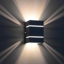 Ver imagem 3 de Arandela Catarina 10cm 2 Fachos Frisos Externa Interna Parede Alumínio Preto - Rei da Iluminação