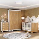Ver imagem 2 de Quarto de Bebê Completo Berço Americano 3 em 1 Colchão Allegra Multimóveis Mp4602 Branco/