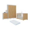 Ver imagem 1 de Quarto de Bebê Completo Berço Americano 3 em 1 Colchão Allegra Multimóveis Mp4602 Branco/