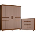Ver imagem 1 de Guarda Roupa Casal Olimpia 10 Portas e Cômoda Doble Flex Nogueira Capuccino - Móveis Albatroz