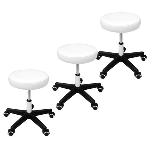 Kit 3 Cadeiras de Escritório sem Encosto Mocho - Branco