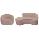 Ver imagem 2 de Kit Divã Recamier Orgânico Marrocos 180cm Lado Esquerdo e 1 Poltronas Amore Linho Rose