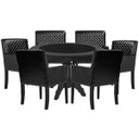 Ver imagem 1 de Mesa de Jogos Carteado Montreal Redonda Tampo Reversível Preto com 6 Cadeiras Liverpool Corino