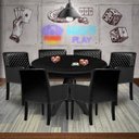 Ver imagem 7 de Mesa de Jogos Carteado Montreal Redonda Tampo Reversível Preto com 6 Cadeiras Liverpool Corino