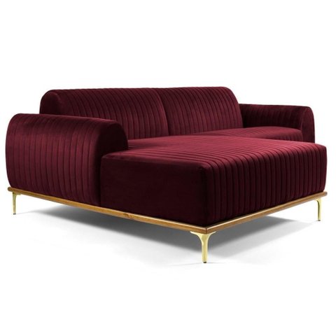 Sofá 300cm 5 Lugares Chaise Esquerdo Pés Gold B-278 Marsala