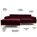 Ver imagem 5 de Sofá 300cm 5 Lugares Chaise Esquerdo Pés Gold B-278 Marsala