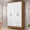 Ver imagem 2 de Guarda Roupa Solteiro Chile 4p 103 Cm Naturale Branco Moval
