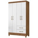 Ver imagem 1 de Guarda Roupa Solteiro Chile 4p 103 Cm Naturale Branco Moval