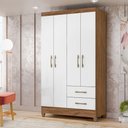 Ver imagem 4 de Guarda Roupa Solteiro Chile 4p 103 Cm Naturale Branco Moval