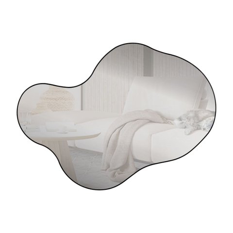 Espelho Decorativo Organico 89cm Es17 - Preto Fosco
