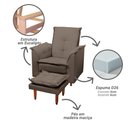 Ver imagem 3 de Poltrona Multifuncional com Puff Suede Cappuccino Liso Tana Decor Newbelle Decor