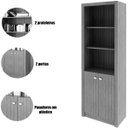 Ver imagem 4 de Estante Armário Alta Livreiro Multiuso Office 2 Portas Amêndoa