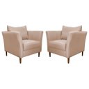 Ver imagem 1 de Kit 2 Poltronas Decorativa Sala de Estar Pés Palito Lubbock Couro Bege - Gran Belo
