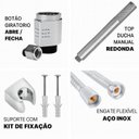 Ver imagem 5 de Ducha Manual Redonda p/ Chuveiro c/ Flexível 2,00 e Suporte Prateado Brilhante - Prata