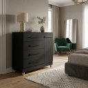 Ver imagem 3 de Cômoda Nice com 4 Gavetas 1 Porta - Preto