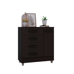 Cômoda Atlanta com 4 Gavetas 1 Porta - Preto - 1