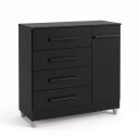 Ver imagem 2 de Cômoda Nice com 4 Gavetas 1 Porta - Preto
