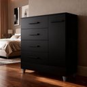 Ver imagem 1 de Cômoda Nice com 4 Gavetas 1 Porta - Preto