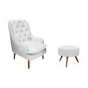 Ver imagem 1 de Kit Poltrona Lille e Puff Suede Branco - Dominic Decor