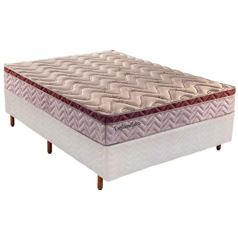 Cama Box Casal: Colchão Molas Paropas MasterPocket Ensacadas Esplêndido + Base CRC Courano Branco(