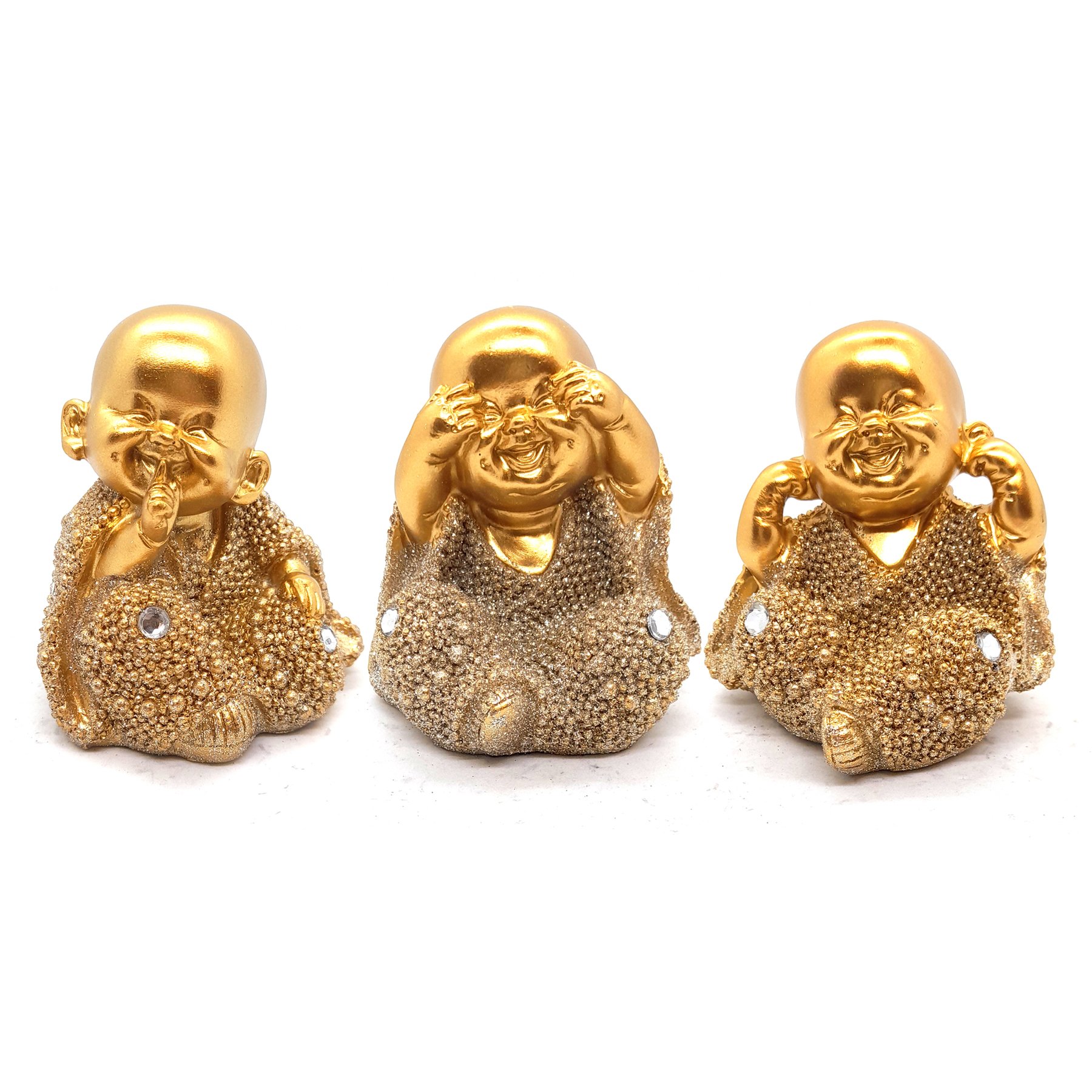 Trio De Buda Bebê Cego Surdo Mudo Baby Buda Manto 9 cm