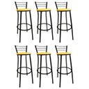 Ver imagem 1 de Kit 6 Banquetas Bistrô Aço Pintura Epóxi Preta Assento Amarelo