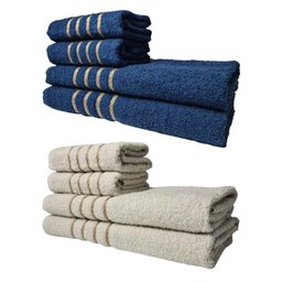 Kit 8 Toalhas Grandes Montreal 4 Banhos 4 Rostos Azul+bege - 1 Kit 8 Toalhas Grandes Montreal 4 Banhos 4 Rostos Azul+bege - 1