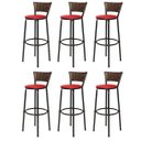 Ver imagem 1 de Kit 6 Banquetas Bistrô Aço Junco Capuccino Assento Vermelho