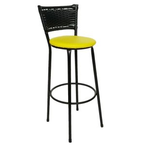 Banqueta Bistrô Aço Hawaii Assento Amarelo