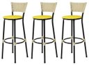 Ver imagem 1 de Kit 3 Banquetas Bistrô Aço Junco Marfim Assento Amarelo