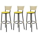 Ver imagem 1 de Kit 3 Banquetas Bistrô Aço Junco Marfim Assento Amarelo